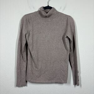 J'envie Womens XS Button Cuff Turtleneck Sweatshirt Brown Pullover Long Sleeves